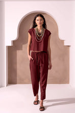 Load image into Gallery viewer, Boat Neck Cap Sleeve Linen Blend Top - Terra
