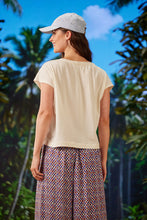 Load image into Gallery viewer, Drawstring Front Shell Blouse - Eggshell
