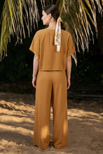 Load image into Gallery viewer, Wide Leg Tie Front Linen Blend Pant - Sandcastle
