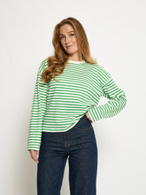 Load image into Gallery viewer, Denisa Organic Cotton Striped Long Sleeve - Green Briar
