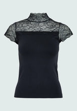 Load image into Gallery viewer, Vanessa Short Sleeve High Neck Top - Black

