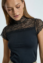 Load image into Gallery viewer, Vanessa Short Sleeve High Neck Top - Black
