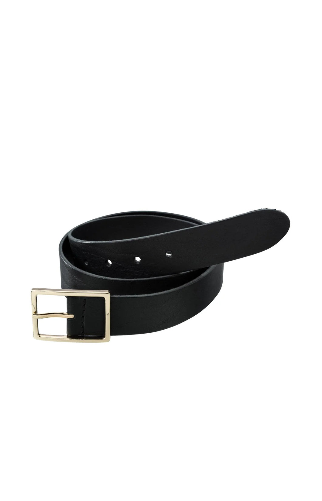 Leather Belt with Buckle - Black