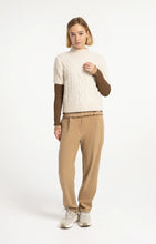 Load image into Gallery viewer, Cable Knit Short Sleeve Sweater - Off White Melange

