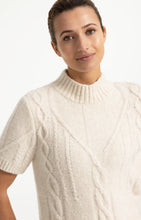 Load image into Gallery viewer, Cable Knit Short Sleeve Sweater - Off White Melange
