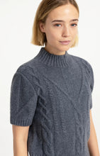 Load image into Gallery viewer, Cable Knit Short Sleeve Sweater - Arctic Grey
