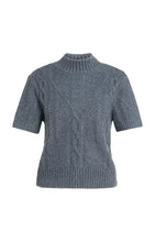 Load image into Gallery viewer, Cable Knit Short Sleeve Sweater - Arctic Grey
