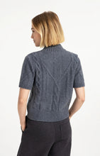 Load image into Gallery viewer, Cable Knit Short Sleeve Sweater - Arctic Grey
