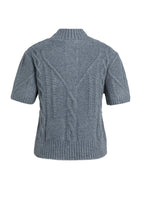 Load image into Gallery viewer, Cable Knit Short Sleeve Sweater - Arctic Grey

