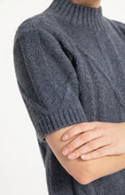 Load image into Gallery viewer, Cable Knit Short Sleeve Sweater - Arctic Grey
