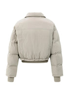 Load image into Gallery viewer, Cropped Puffer Jacket With Collar - Beige
