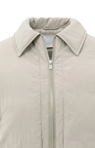 Cropped Puffer Jacket With Collar - Beige