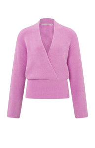 Crop Wrap Sweater - Pink