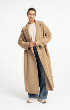Load image into Gallery viewer, Extra Long Oversized Wool Blend Coat - Cornstalk Brown Melange
