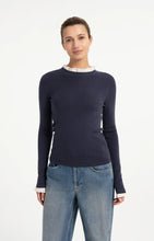 Load image into Gallery viewer, Fine Rib Knit Top with Ruffle Detail - Odyssey Grey
