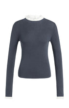 Load image into Gallery viewer, Fine Rib Knit Top with Ruffle Detail - Odyssey Grey
