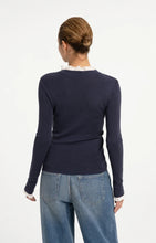 Load image into Gallery viewer, Fine Rib Knit Top with Ruffle Detail - Odyssey Grey
