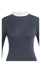 Load image into Gallery viewer, Fine Rib Knit Top with Ruffle Detail - Odyssey Grey
