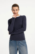 Load image into Gallery viewer, Fine Rib Knit Top with Ruffle Detail - Odyssey Grey

