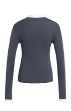 Load image into Gallery viewer, Fine Rib Knit Top with Ruffle Detail - Odyssey Grey
