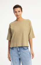 Load image into Gallery viewer, Fine knit oversize shirt with half sleeve - Olive Melange
