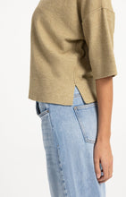 Load image into Gallery viewer, Fine knit oversize shirt with half sleeve - Olive Melange

