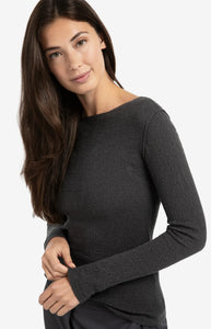 Fine Knit Textured Top - Oyster Black