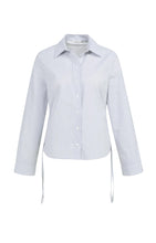 Load image into Gallery viewer, Striped Cotton Blouse with drawstring detail
