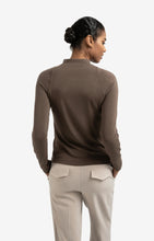 Load image into Gallery viewer, Fitted Mock Neck Long Sleeve Top - Brown

