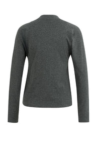 Fitted Mock Neck Long Sleeve Top - Anthracite