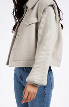 Load image into Gallery viewer, Wool Blend Jacket with Sweater Sleeves
