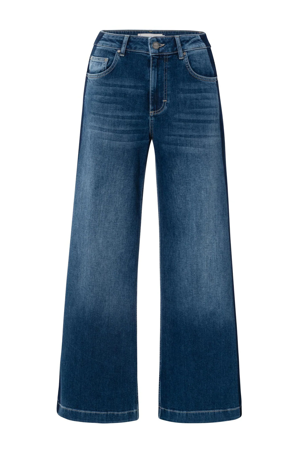 High Waist Wide Leg Contrast Denim 30