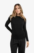 Load image into Gallery viewer, Jersey long sleeve top with gathered detail - Black
