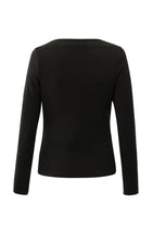 Load image into Gallery viewer, Jersey long sleeve top with gathered detail - Black
