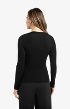 Load image into Gallery viewer, Jersey long sleeve top with gathered detail - Black
