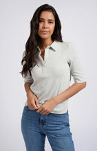 Load image into Gallery viewer, Fine Rib Jersey Polo Top - Grey
