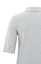 Load image into Gallery viewer, Fine Rib Jersey Polo Top - Grey
