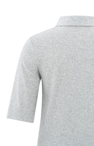 Fine Rib Jersey Polo Top - Grey