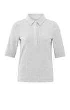 Load image into Gallery viewer, Fine Rib Jersey Polo Top - Grey
