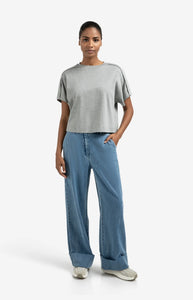 Cotton Jersey Top With Fold Detail - Grey