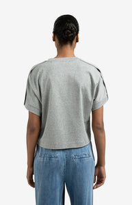 Cotton Jersey Top With Fold Detail - Grey