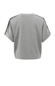 Cotton Jersey Top With Fold Detail - Grey