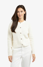 Load image into Gallery viewer, Knit Cotton Blend Cardigan with Decorative Button - Ecru
