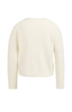 Load image into Gallery viewer, Knit Cotton Blend Cardigan with Decorative Button - Ecru
