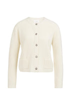 Load image into Gallery viewer, Knit Cotton Blend Cardigan with Decorative Button - Ecru
