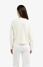 Load image into Gallery viewer, Knit Cotton Blend Cardigan with Decorative Button - Ecru
