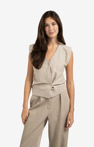 Knit Sweater Vest With Asymmetric Buttons