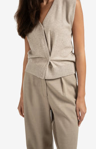 Knit Sweater Vest With Asymmetric Buttons