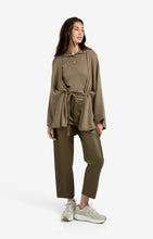 Load image into Gallery viewer, Wool &amp; Cashmere Blend Poncho with Tie Belt - Caper Melange
