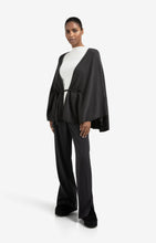Load image into Gallery viewer, Wool &amp; Cashmere Blend Poncho with Tie Belt - Oyster Black
